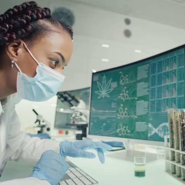 Scientist analysing cannabis compounds in the lab